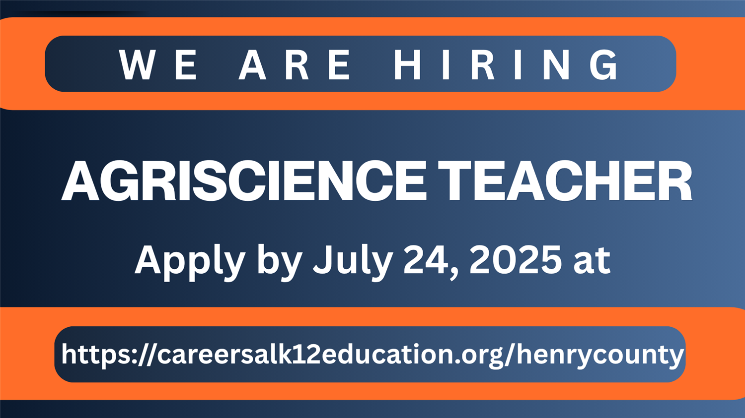 We are hiring an Agriscience Teacher